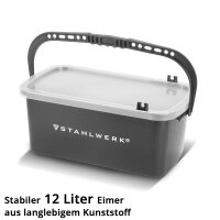 STAHLWERK Laatanpesusetti | 4-osainen laatanpesusetti | ammattimainen laatanpesusetti 12 litran ämpärillä | laattojen pesulauta | ritilänpesulauta | laattojen puhdistus | täydelliset laatat |