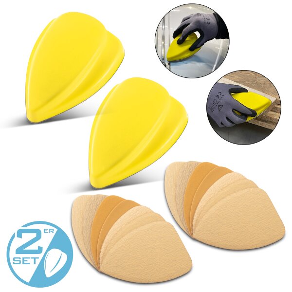 STAHLWERK Bloque de lijado manual set de 2 con grano P80 | P100 | P120 | P150 | P180 | P240 | P320, bloque de lijado | esponja de lijado | lijadora manual de espuma PU con velcro abrasivo 98 x 140 mm