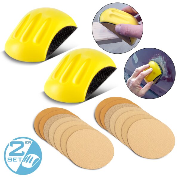 STAHLWERK Käsihiontalohko 2 kpl P80 | P100 | P120 | P150 | P180 | P240 | P320, hiontalohko | hiontasieni | PU-vaahtomuovista valmistettu käsihiomalaikka, jossa on tarrakiinnitteinen hiomalaikka 85 x