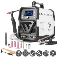 STAHLWERK AC/DC TIG 200 ST Digital | Unit&agrave; di saldatura combinata | Funzione spot | Sistema di saldatura combinata | Inverter TIG MMA compatibile con lalluminio da 200 A con funzione clean integrata