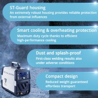 STAHLWERK AC/DC TIG 200 ST Digitaal volledig uitgerust lasapparaat | combilasapparaat | combisysteem | aluminiumcompatibele TIG MMA-omvormer met 200 A en ge&iuml;ntegreerde clean-functie
