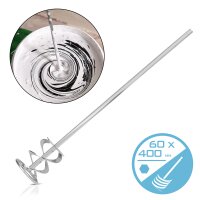 STAHLWERK Rührer mit Sechskantschaft 60 x 400 mm Rührstab | Mörtelrührer | Betonrührer | Estrichrührer | Farbrührer | Rührkorb | Wendelrührer | Rührquirl für Bau- und Renovierungsarbeiten