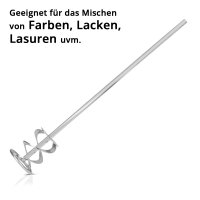 STAHLWERK Rührer mit Sechskantschaft 60 x 400 mm Rührstab | Mörtelrührer | Betonrührer | Estrichrührer | Farbrührer | Rührkorb | Wendelrührer | Rührquirl für Bau- und Renovierungsarbeiten