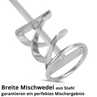 STAHLWERK Rührer mit Sechskantschaft 60 x 400 mm Rührstab | Mörtelrührer | Betonrührer | Estrichrührer | Farbrührer | Rührkorb | Wendelrührer | Rührquirl für Bau- und Renovierungsarbeiten