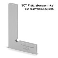 STAHLWERK Ángulo plano 90° 75 x 50 mm DIN 875/1 Ángulo de control / ángulo de instalador / ángulo de tope / ángulo de precisión de acero inoxidable
