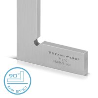 STAHLWERK Ángulo plano 90° 75 x 50 mm DIN 875/1 Ángulo de control / ángulo de instalador / ángulo de tope / ángulo de precisión de acero inoxidable