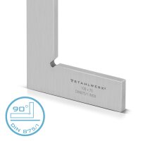 STAHLWERK Ángulo plano 90° 100 x 70 mm DIN 875/1 Ángulo de control / ángulo de instalador / ángulo de tope / ángulo de precisión de acero inoxidable