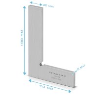 STAHLWERK Ángulo plano 90° 100 x 70 mm DIN 875/1 Ángulo de control / ángulo de instalador / ángulo de tope / ángulo de precisión de acero inoxidable
