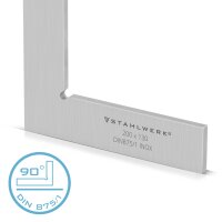 STAHLWERK Ángulo plano 90° 200 x 130 mm DIN 875/1 Ángulo de control / ángulo de instalador / ángulo de tope / ángulo de precisión de acero inoxidable