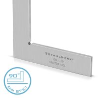 STAHLWERK Ángulo plano 90° 250 x 160 mm DIN 875/1 Ángulo de control / ángulo de instalador / ángulo de tope / ángulo de precisión de acero inoxidable