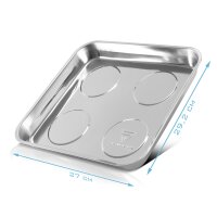 STAHLWERK Bandeja magnética MS-30 ST 270 x 292 x 30 mm Disco magnético | bandeja para tornillos | bandeja magnética | estante magnético | bandeja magnética de acero inoxidable con fuerte fuerza