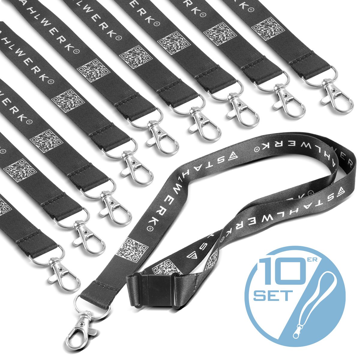 STAHLWERK Schlsselband 10er Set Schlsselanhnger Lanyard mit Metall ,  9,99