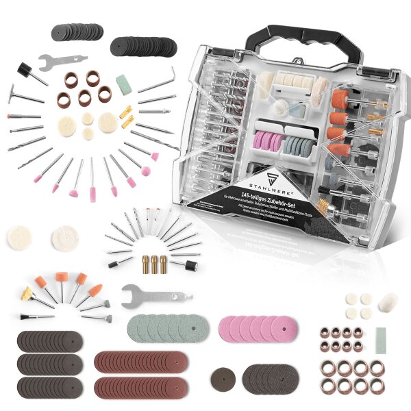 STAHLWERK hiontatarvikesarja 225 osaa | monitoimihiomakone, rotaatiohiomakone, monitoimityökalut