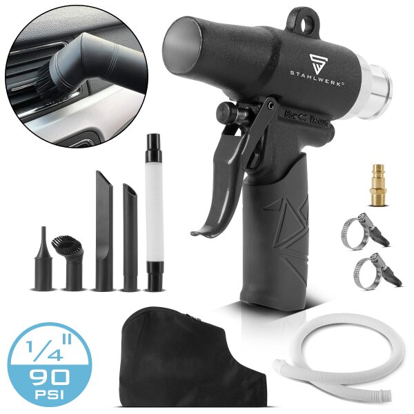 STAHLWERK DSB-90 ST Perslucht-zuig-/ blaaspistool Omkeerbaar reinigingspistool met zuig- en blaasfunctie | Zuigpistool | Blaaspistool | Perslucht- blaaspistool | Perslucht-stofzuiger met stofzak