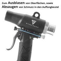 STAHLWERK DSB-90 ST Perslucht-zuig-/ blaaspistool Omkeerbaar reinigingspistool met zuig- en blaasfunctie | Zuigpistool | Blaaspistool | Perslucht- blaaspistool | Perslucht-stofzuiger met stofzak