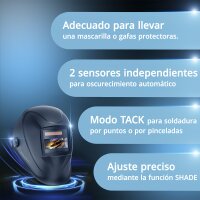 STAHLWERK casco de soldador autom&aacute;tico WORKER casco de soldador 3 en 1 | pantalla de soldador | m&aacute;scara de soldador con reproducci&oacute;n fiel del color, oscurecimiento autom&aacute;tico DIN 4 a DIN 13