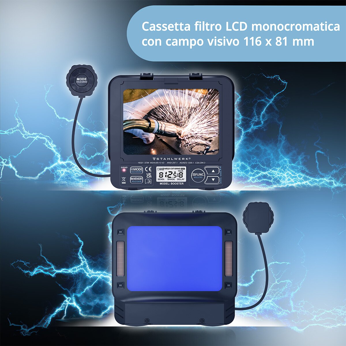 Stahl Helm Maschera Saldatura Automatica STAHLWERK WORKER - Casco Scudo Per Saldatore 1/1/1/2 Shovel Knight - Foto 6