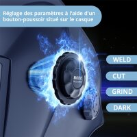 STAHLWERK Casque de soudage automatique BOOSTER Casque de soudeur 3 en 1 | Masque de soudeur avec reproduction des couleurs r&eacute;elles True-Colour, m&eacute;moire de t&acirc;ches, assombrissement automatique