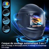 STAHLWERK Casque de soudage automatique BOOSTER Casque de soudeur 3 en 1 | Masque de soudeur avec reproduction des couleurs r&eacute;elles True-Colour, m&eacute;moire de t&acirc;ches, assombrissement automatique