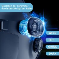 STAHLWERK Automatik-Schwei&szlig;helm RAPTOR 3-in-1 Schwei&szlig;ermaske mit LED-Licht, True-Colour-Echtfarbwiedergabe, Jobspeicher, automatischer Abdunkelung DIN 4 bis DIN 13 und Optischer Klasse 1/1/1/2