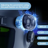 STAHLWERK automatisk svejsehjelm RAPTOR 3-i-1 svejsemaske med LED-lys, &aelig;gte farvegengivelse, jobhukommelse, automatisk m&oslash;rkl&aelig;gning DIN 4 til DIN 13 og optisk klasse 1/1/1/2