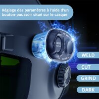 STAHLWERK Casque de soudage automatique RAPTOR 3 en 1 Masque de soudage avec lumi&egrave;re LED, reproduction des couleurs r&eacute;elles True-Colour, m&eacute;moire des t&acirc;ches, obscurcissement automatique