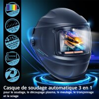 STAHLWERK Casque de soudage automatique RAPTOR 3 en 1 Masque de soudage avec lumi&egrave;re LED, reproduction des couleurs r&eacute;elles True-Colour, m&eacute;moire des t&acirc;ches, obscurcissement automatique