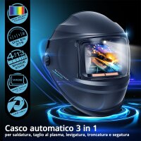 STAHLWERK casco automatico per saldatura RAPTOR Maschera per saldatura 3 in 1 con luce LED, resa cromatica reale, memoria di lavoro, oscuramento automatico da DIN 4 a DIN 13 e classe ottica 1/1/1/2