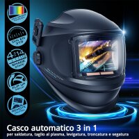 STAHLWERK MASTER 3-in-1 casco automatico per saldatura con telecomando, visiera pieghevole, riproduzione dei colori reali, memoria lavori, oscuramento automatico da DIN 4 a DIN 14 e classe ottica
