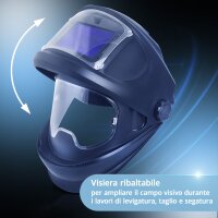 STAHLWERK MASTER 3-in-1 casco automatico per saldatura con telecomando, visiera pieghevole, riproduzione dei colori reali, memoria lavori, oscuramento automatico da DIN 4 a DIN 14 e classe ottica