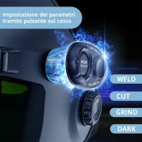STAHLWERK Casco automatico per saldatura SPLIT Casco per saldatura 3 in 1 con campo visivo di 180&deg;, display a colori LCD, riproduzione dei colori reali, memoria dei lavori, oscuramento automatico da