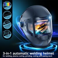 STAHLWERK Automaattinen hitsauskyp&auml;r&auml; SPLIT 3-in-1-hitsauskyp&auml;r&auml;, jossa on 180&deg; n&auml;k&ouml;kentt&auml;, LCD-v&auml;rin&auml;ytt&ouml;, tosi v&auml;rit tosi v&auml;rintoisto, ty&ouml;muisti, automaattinen himmennys DIN 4 - DIN 14 ja optinen