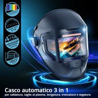 STAHLWERK Casco automatico per saldatura SPLIT Casco per saldatura 3 in 1 con campo visivo di 180&deg;, display a colori LCD, riproduzione dei colori reali, memoria dei lavori, oscuramento automatico da