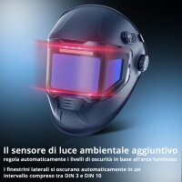 STAHLWERK Casco automatico per saldatura SPLIT Casco per saldatura 3 in 1 con campo visivo di 180&deg;, display a colori LCD, riproduzione dei colori reali, memoria dei lavori, oscuramento automatico da