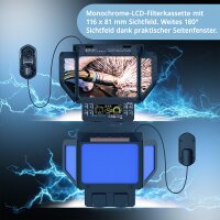 STAHLWERK Automaattinen hitsauskyp&auml;r&auml; SPLIT 3-in-1-hitsauskyp&auml;r&auml;, jossa on 180&deg; n&auml;k&ouml;kentt&auml;, LCD-v&auml;rin&auml;ytt&ouml;, tosi v&auml;rit tosi v&auml;rintoisto, ty&ouml;muisti, automaattinen himmennys DIN 4 - DIN 14 ja optinen