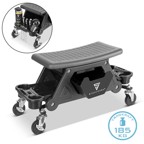 STAHLWERK In työpajatuoli WRS-185, jonka kantavuus on 185 kg Työpajatuoli | työpajatuoli | työpajatuoli | työpajatuoli | työpajatuoli, jossa on laatikko, säilytyslokerot, kevyesti liikkuvat pyörät ja
