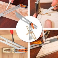 STAHLWERK bevel with stop Angle bevel | combination angle | multi-function angle | carpenters angle | squaring rule | bevel gauge | angle ruler for precise measuring, scribing, marking and drawing