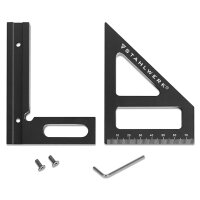 STAHLWERK Mitre angle with stop 3D angle | mitre triangle | carpenters angle | aluminum angle | mitre gauge | angle triangle | protractor for precise measuring, scribing, marking and drawing