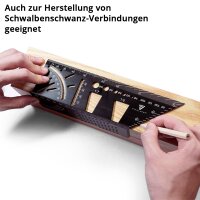 STAHLWERK mitre angle ruler with stop and drilling jig 3D angle | carpenters angle | aluminum angle | mitre gauge | protractor for precise measuring, scribing, marking and drawing