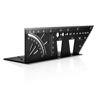 STAHLWERK mitre angle ruler with stop and drilling jig 3D angle | carpenters angle | aluminum angle | mitre gauge | protractor for precise measuring, scribing, marking and drawing