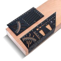 STAHLWERK mitre angle ruler with stop and drilling jig 3D angle | carpenters angle | aluminum angle | mitre gauge | protractor for precise measuring, scribing, marking and drawing