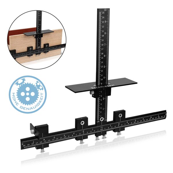 STAHLWERK Prowadnica wiertarska z ogranicznikiem regulowany aluminiowy szablon wiertarski | prowadnica wiertarska | pomoc przy wierceniu | kolek rozporowy | kolek rozporowy do dokladnego