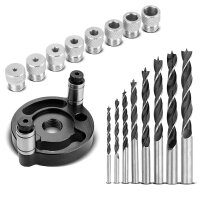 STAHLWERK Dowel jig set with drill bushes and drill bits 3 | 4 | 5 | 6 | 7 | 8 | 9 | 10 mm Self-centering dowel aid | dowel jig | drilling template | drilling guide | drilling aid | drilling jig for