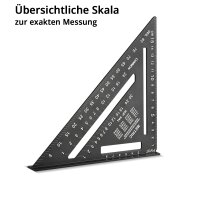 STAHLWERK Ruler set with multi-angle measuring ruler, triangular ruler and angle triangle with stop for precise measuring, scribing, marking and drawing