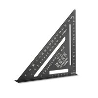 STAHLWERK Ruler set with multi-angle measuring ruler, triangular ruler and angle triangle with stop for precise measuring, scribing, marking and drawing