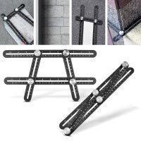 STAHLWERK Ruler set with multi-angle measuring ruler, triangular ruler and angle triangle with stop for precise measuring, scribing, marking and drawing