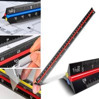STAHLWERK Ruler set with multi-angle measuring ruler, triangular ruler and angle triangle with stop for precise measuring, scribing, marking and drawing