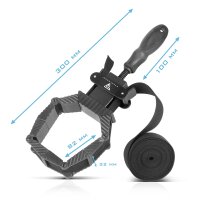 STAHLWERK Rammestrammer | vinkelstrammer | remstrammer | hjørnespænder | spændingshjælp med 4 klemmekæber og 4 m nylonrem