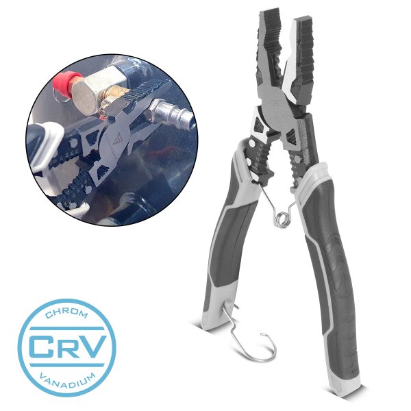 STAHLWERK Kombinationstang | Multifunktionstang | Fladtang | Sideskærer | Afisoleringstang | Crimptang lavet af højkvalitets krom vanadium