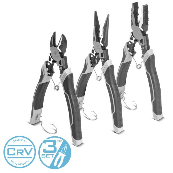 STAHLWERK Tangenset van 3 met combinatietang schuin- en rondsnijtang van hoogwaardig chroom-vanadium